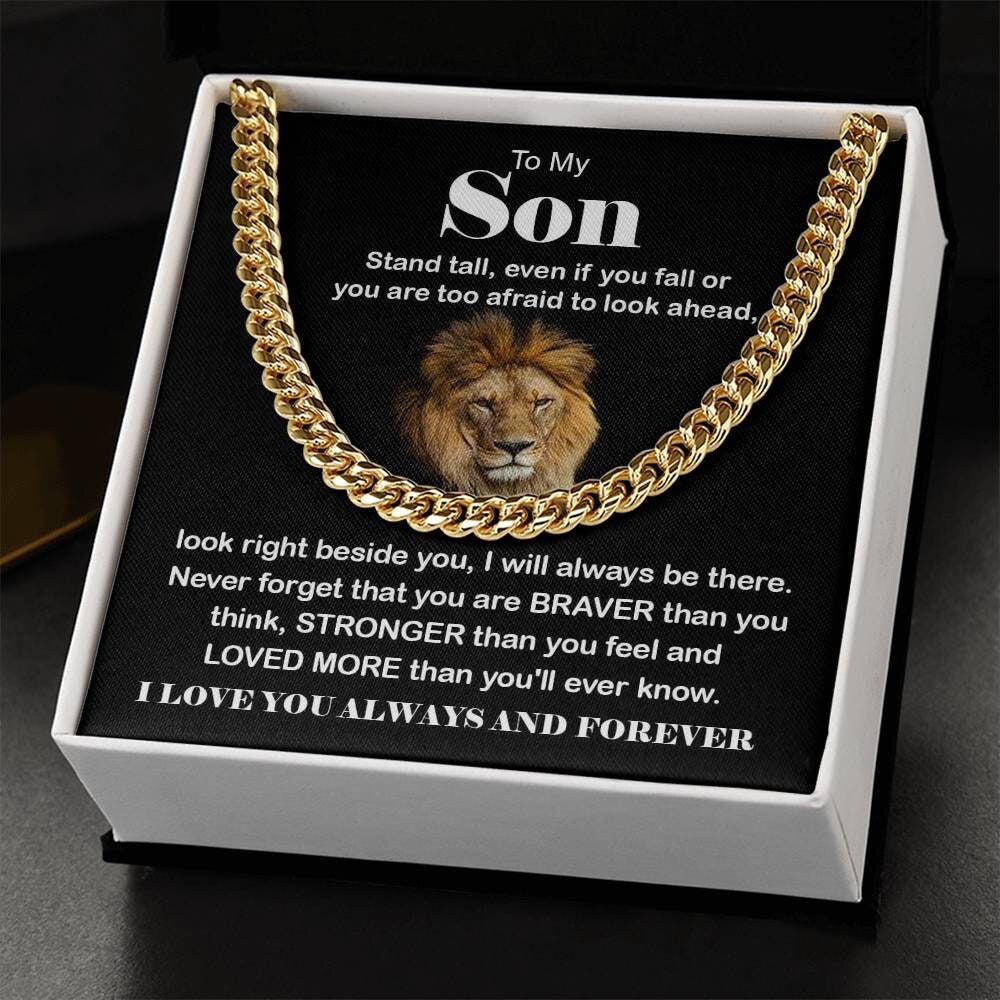 To My Son Cuban Chain Necklace Gift from Parents, Special Gift for Son from Father or Mother, Son Birthday, Graduation Gift for Son,