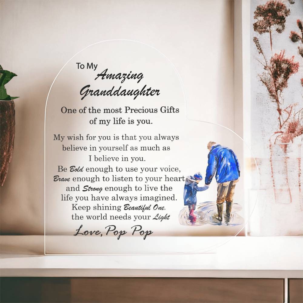 Personalized Granddaughter Acrylic Plaque Granddaughter Birthday Gift ideas Gift for Granddaughter from Grandpa Granddaughter Christmas Gift