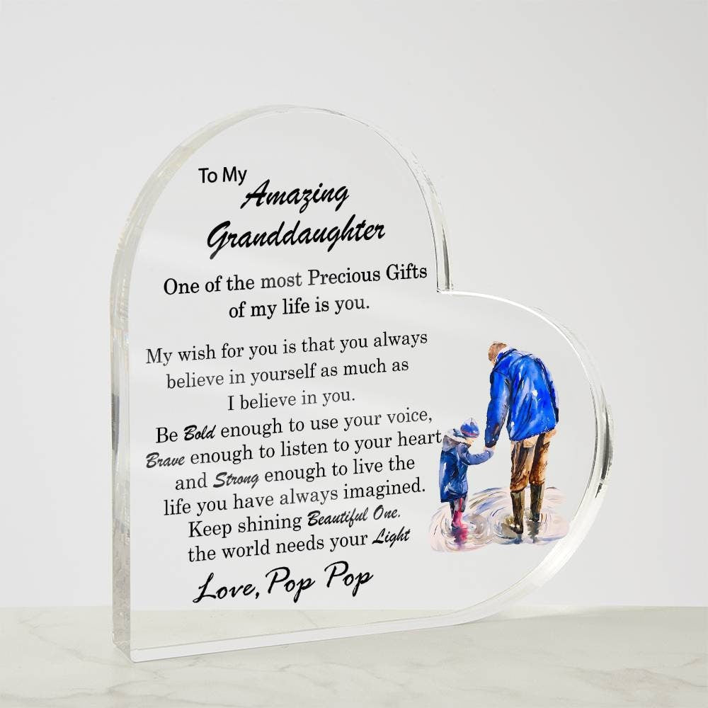 Personalized Granddaughter Acrylic Plaque Granddaughter Birthday Gift ideas Gift for Granddaughter from Grandpa Granddaughter Christmas Gift