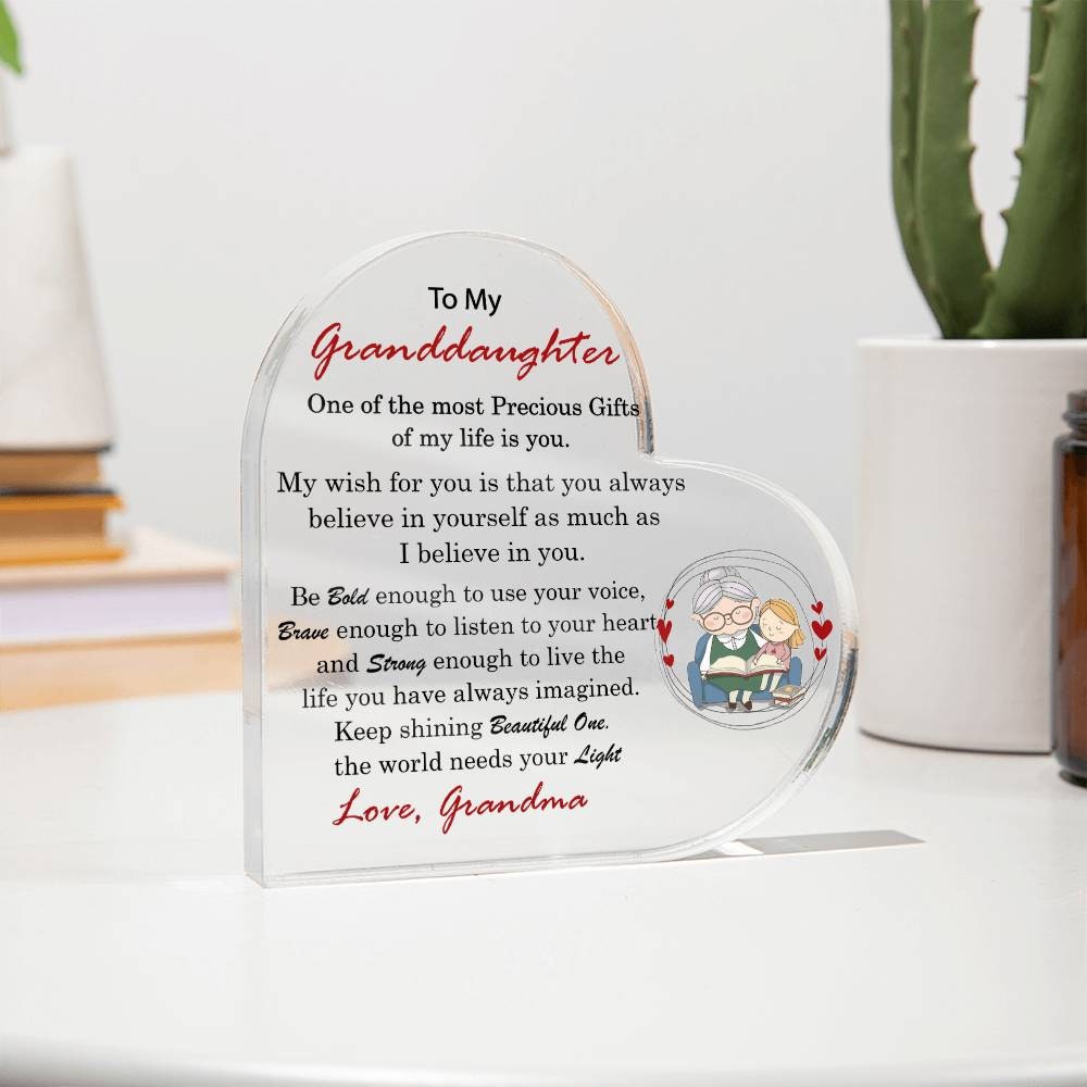 Granddaughter gift Acrylic Plaque, To My Granddaughter Birthday Gift ideas, Gift for Granddaughter from Grandma Granddaughter Christmas Gift