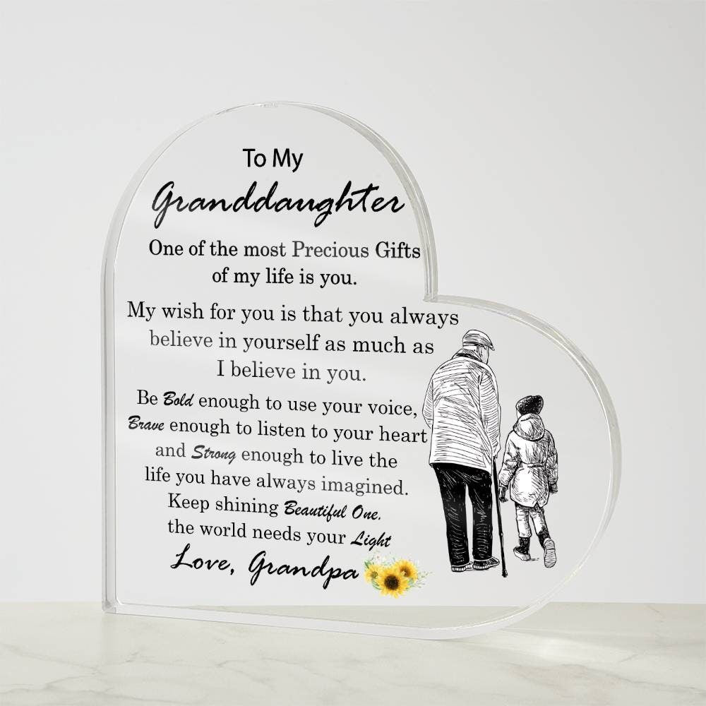 Granddaughter Acrylic Plaque, Granddaughter Birthday Gift ideas Gift for Granddaughter from Grandpa, Granddaughter Christmas Gift,