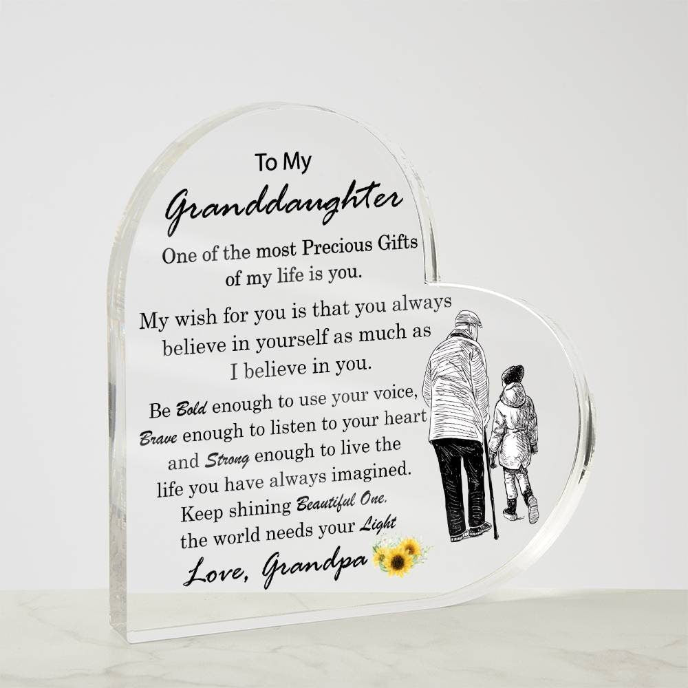 Granddaughter Acrylic Plaque, Granddaughter Birthday Gift ideas Gift for Granddaughter from Grandpa, Granddaughter Christmas Gift,