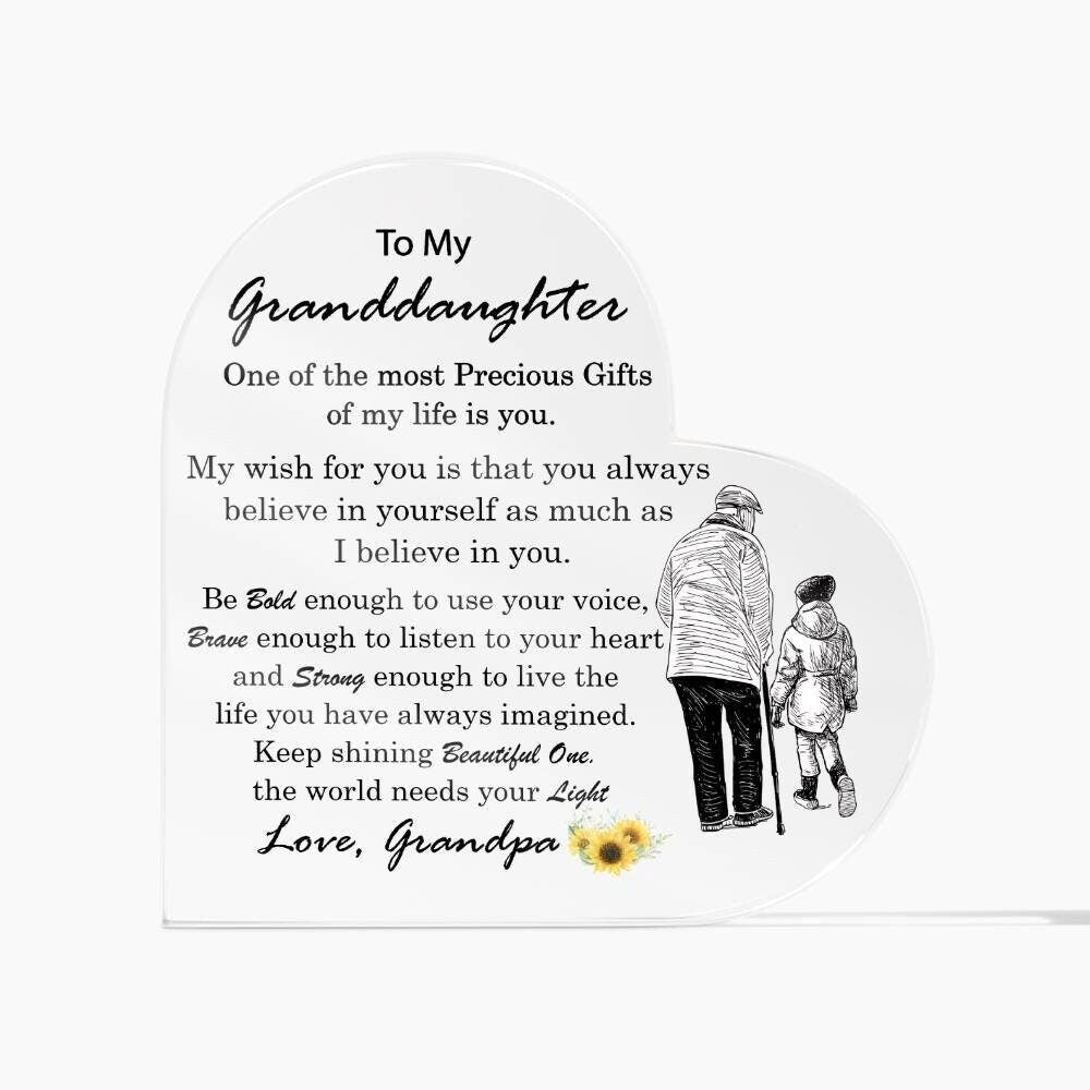 Granddaughter Acrylic Plaque, Granddaughter Birthday Gift ideas Gift for Granddaughter from Grandpa, Granddaughter Christmas Gift,