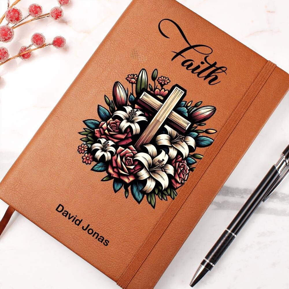 Faith Personalized Vegan Leather Journal , Prayer  Gratitude Notebook , Sermon Notes & Daily Devotions Journal, Christian Journal, Prayer Jo