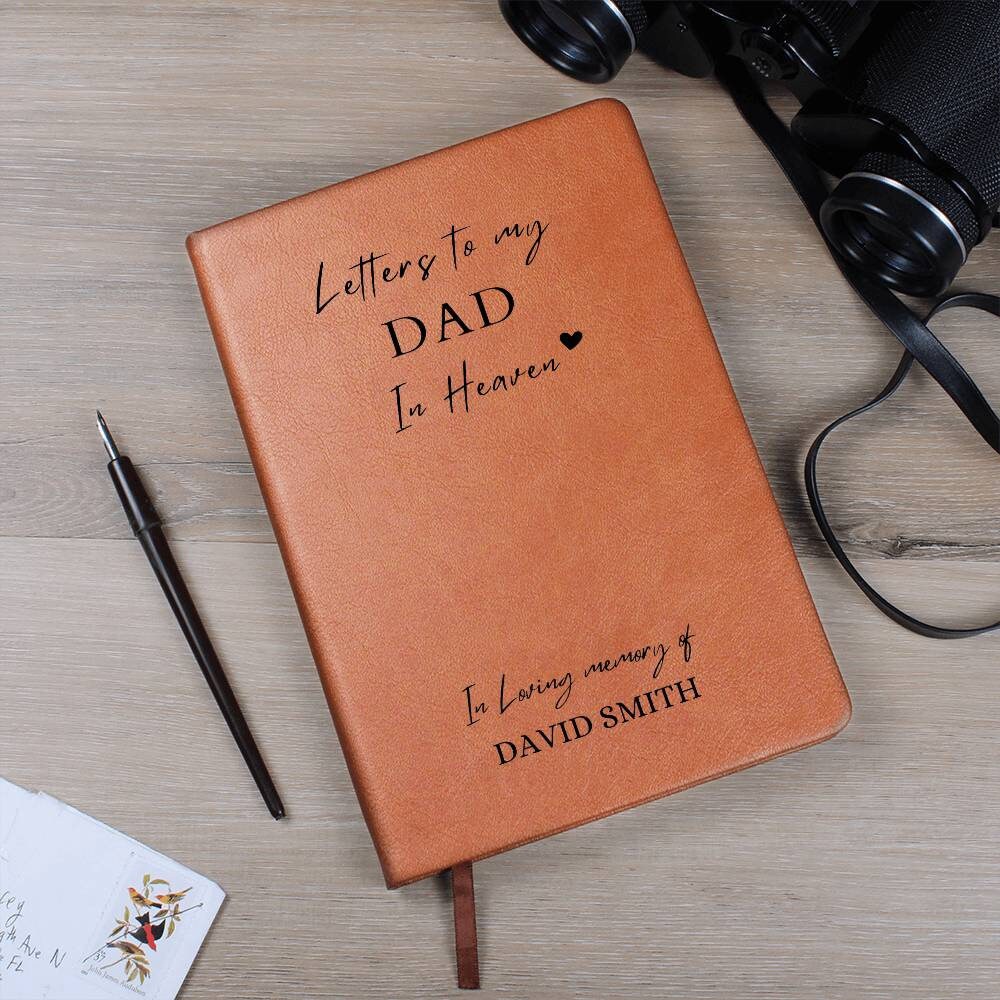 Dad in Heaven vegan leather Journal, Loss of father grief journal Dad remembrance gift, father in heaven memorial gift, loss of father gift