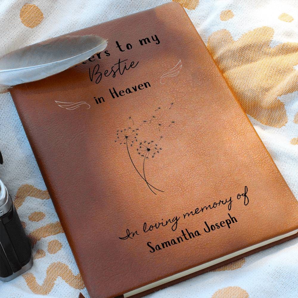 Letters to my Bestie in heaven Vegan Leather Journal, in loving memory, sympathy gift, bereavement gift, grief memorial journal, best friend