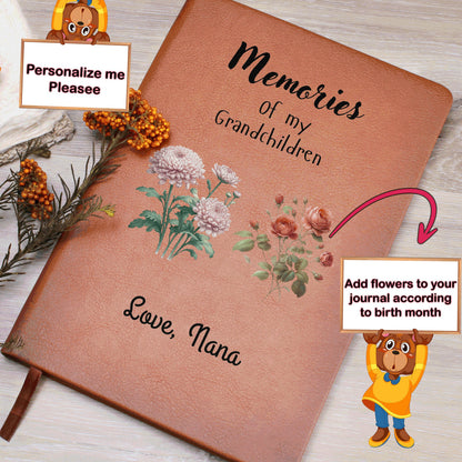 Memories of My Grandchildren: Customizable Vegan Leather Journal