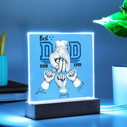 Best Dad Ever Acrylic Plaque with Wooden LED Base - Perfect Father's – view 6