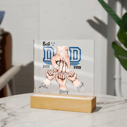 Best Dad Ever Acrylic Plaque with Wooden LED Base - Perfect Father's – view 7