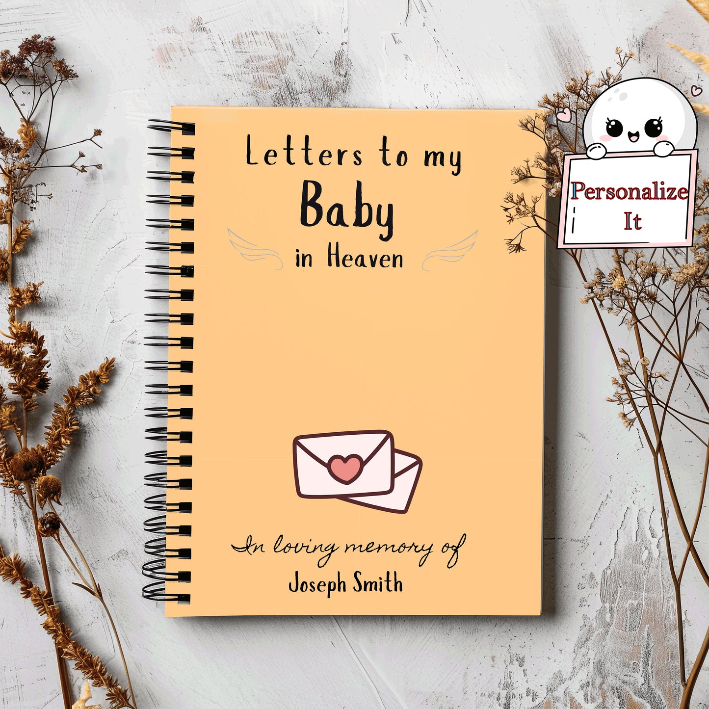 Personalized Letters to My Baby in Heaven Grief Journal - Loss of Child Gift, Child in Heaven, Miscarriage Gift, Daughter Memorial, Notebook