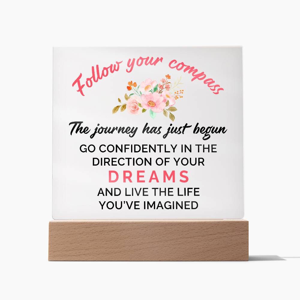 Follow Your Compass Graduation Plaque | Class of 2024 College Grad | Custom Plaque for High School Graduation |Congrats Graduate| University