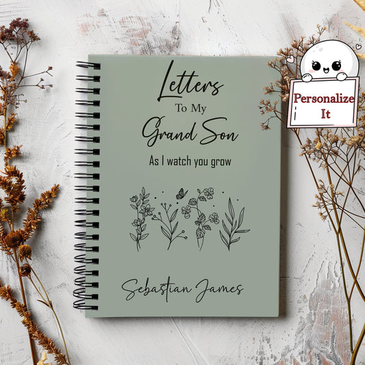 Letters to my Grandson Spiral Notebook, Grandma Keepsake journal, granddaughter, to my grandson, As i watch you grow notebook, grand son