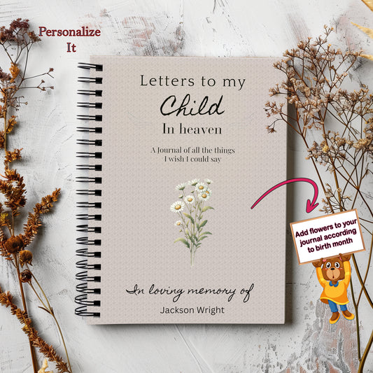 Pregnancy loss baby in heaven memorial journal, infant loss, miscarriage gift, letters to heaven, child loss keepsake journal, Son memorial