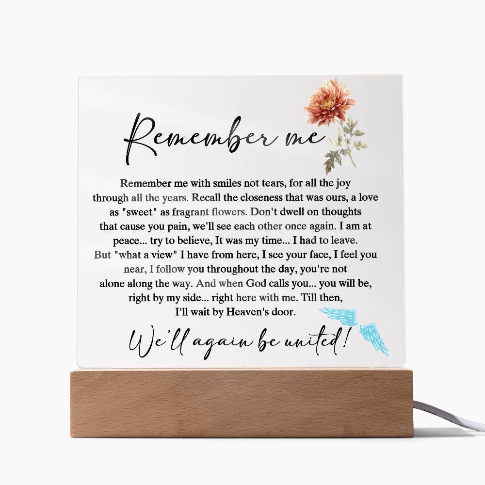 Remember me memorial plaque, sympathy gift, bereavement gift, in memory of, memorial, condolences gift, memorial keepsake, loss of loved one