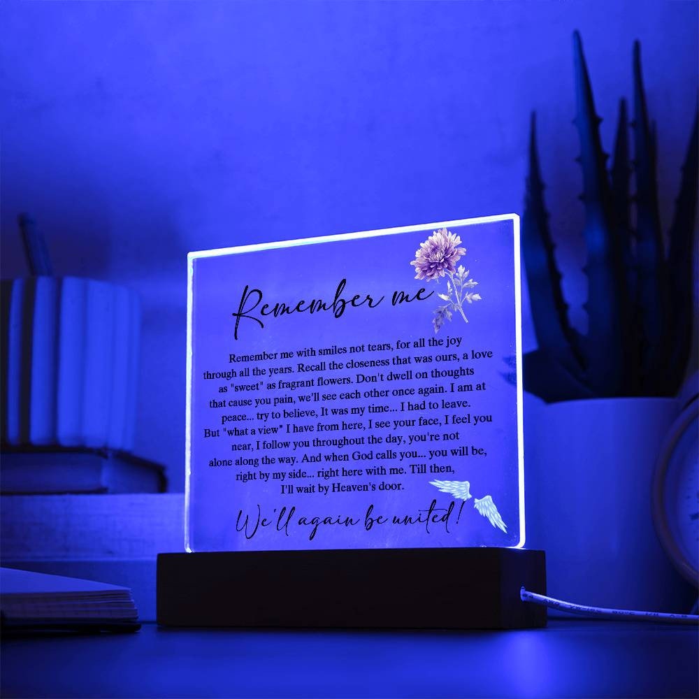 Remember me memorial plaque, sympathy gift, bereavement gift, in memory of, memorial, condolences gift, memorial keepsake, loss of loved one