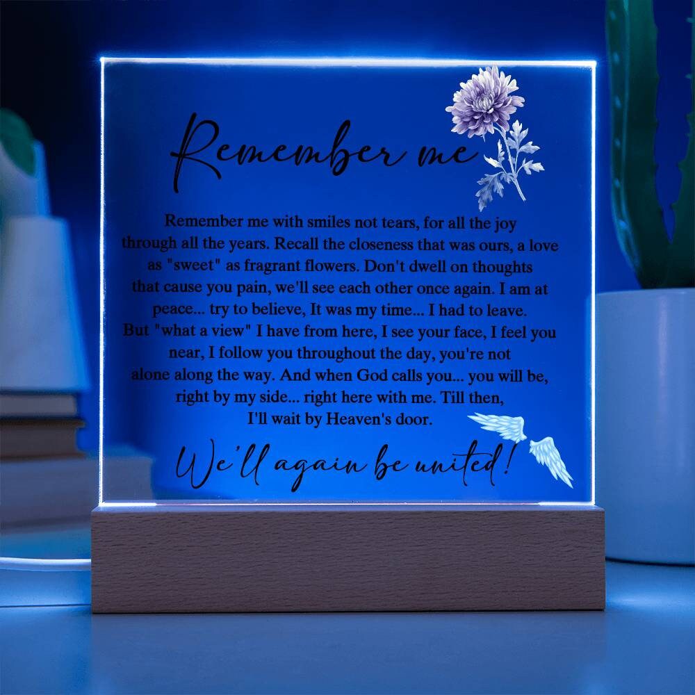 Remember me memorial plaque, sympathy gift, bereavement gift, in memory of, memorial, condolences gift, memorial keepsake, loss of loved one