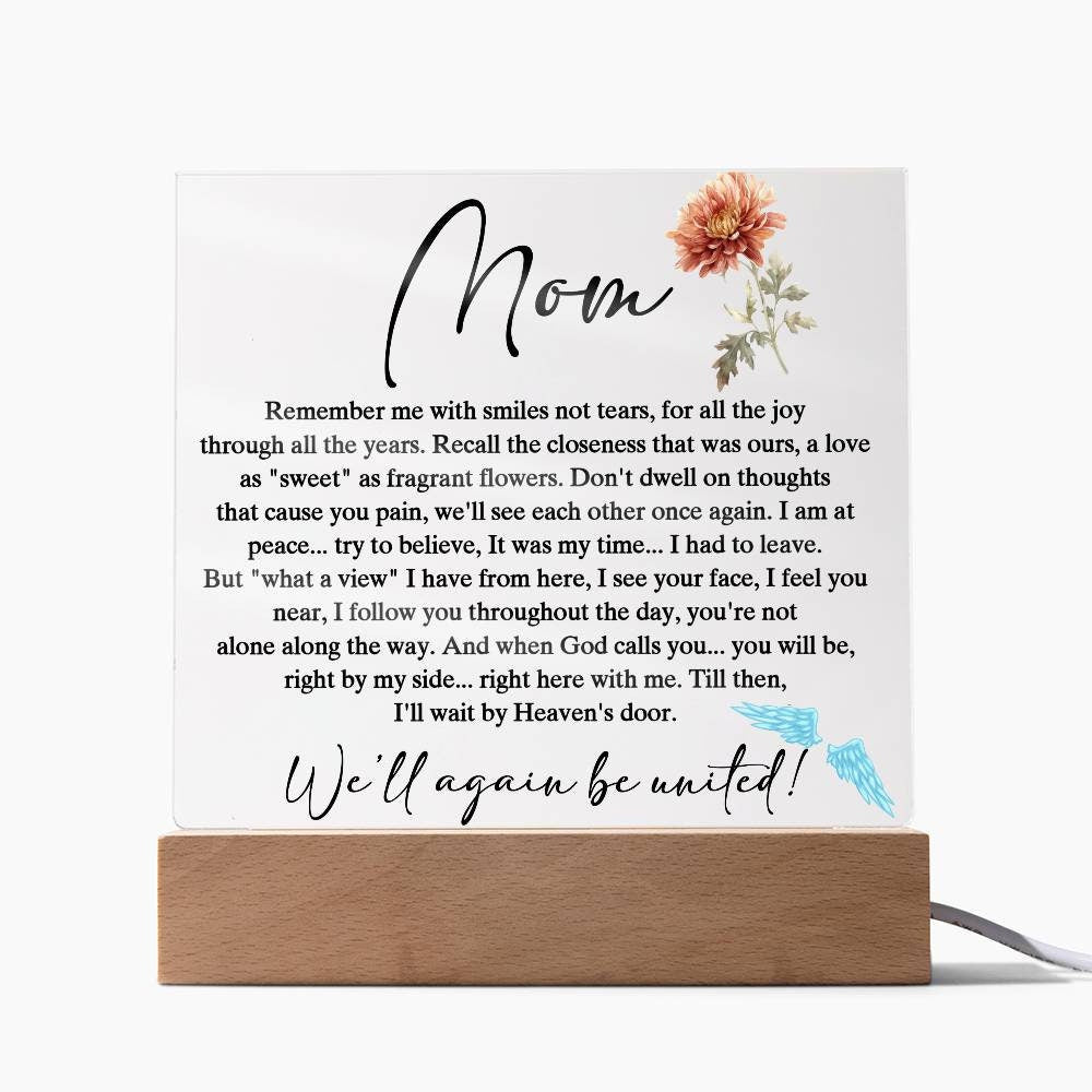 Heartfelt Memorial plaque and Gifts for Loss of Mom - In Memory of Mother in Heaven - Sympathy and Remembrance Gifts for Mom Memorial