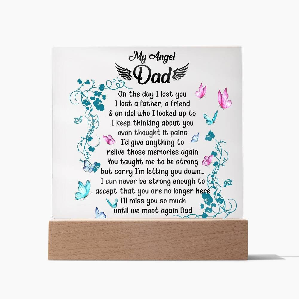 My angel Dad memorial plaque – loss of father gift plaque – view 3