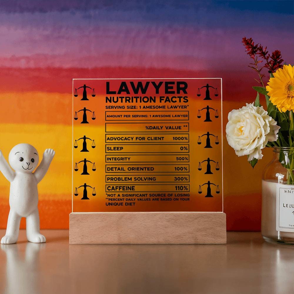 Funny lawyer desk plaque Lawyer Nutrition facts – gift for lawyer – view 9