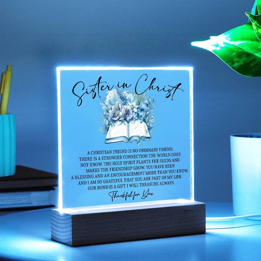 Sister in Christ Christian Friendship Acrylic Plaque, Christmas gift Thankful for You Christian Sister Gift Christian Mentor Gift