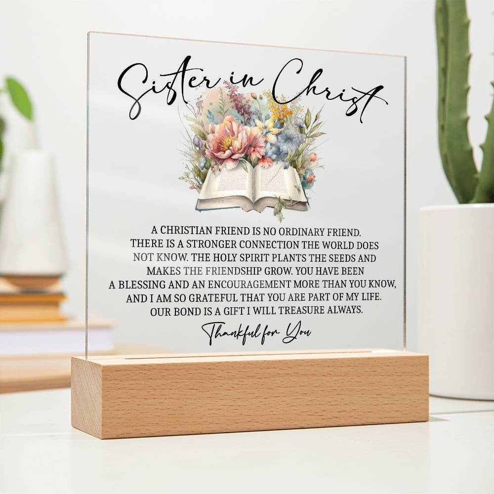 Sister in Christ Christian Friendship Acrylic Plaque, Christmas gift Thankful for You Christian Sister Gift Christian Mentor Gift