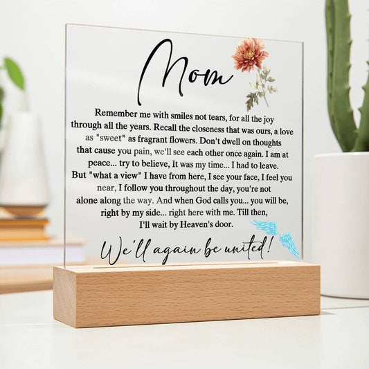 Heartfelt Memorial plaque and Gifts for Loss of Mom - In Memory of Mother in Heaven - Sympathy and Remembrance Gifts for Mom Memorial