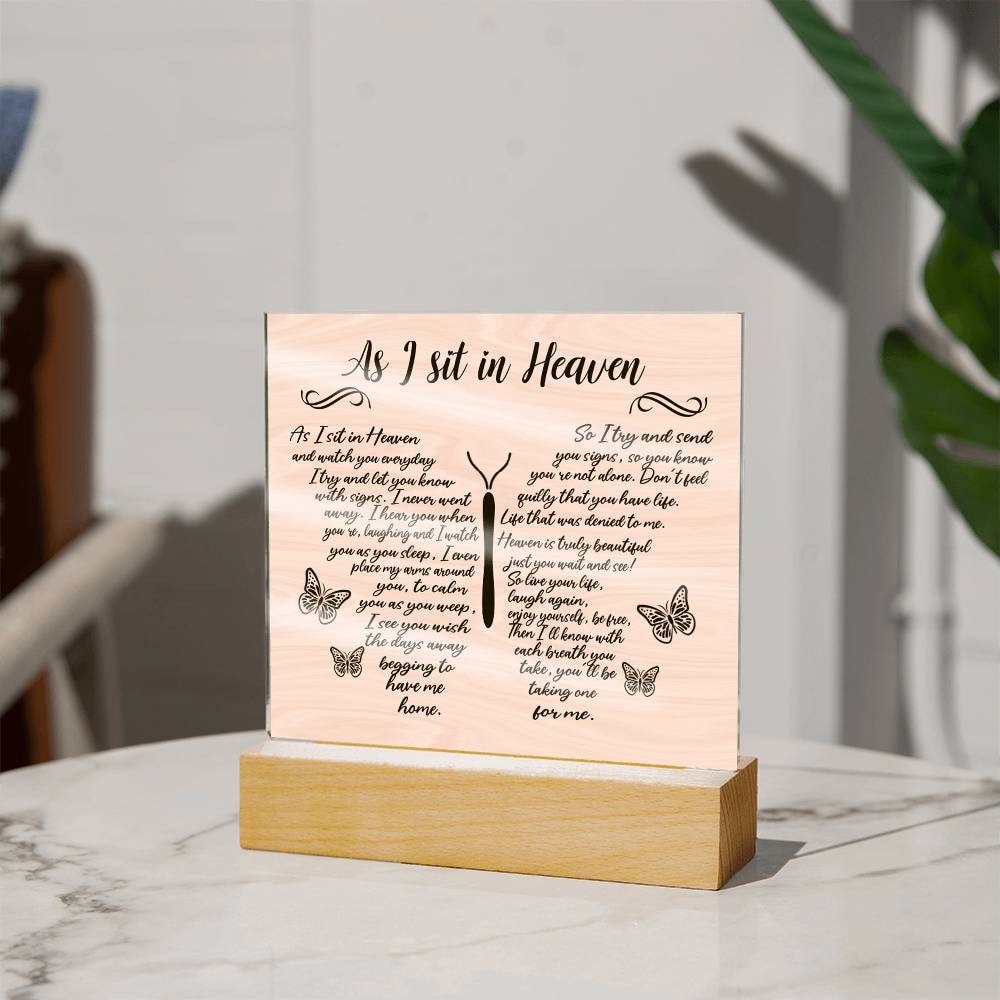 As I sit in heaven memorial Acrylic Plaque – Memorial gift – view 8