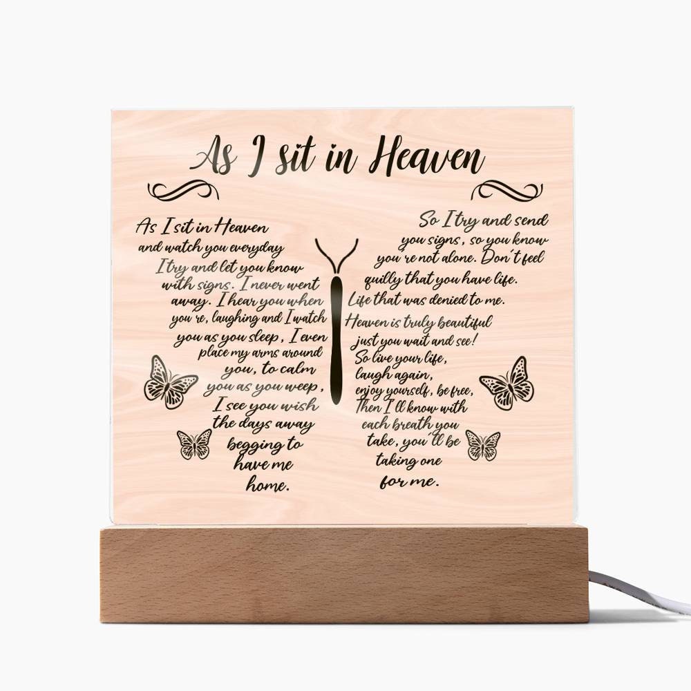 As I sit in heaven memorial Acrylic Plaque, Memorial gift, loss of loved ones, Christmas remembrance gift, in memory of, sympathy gift dog