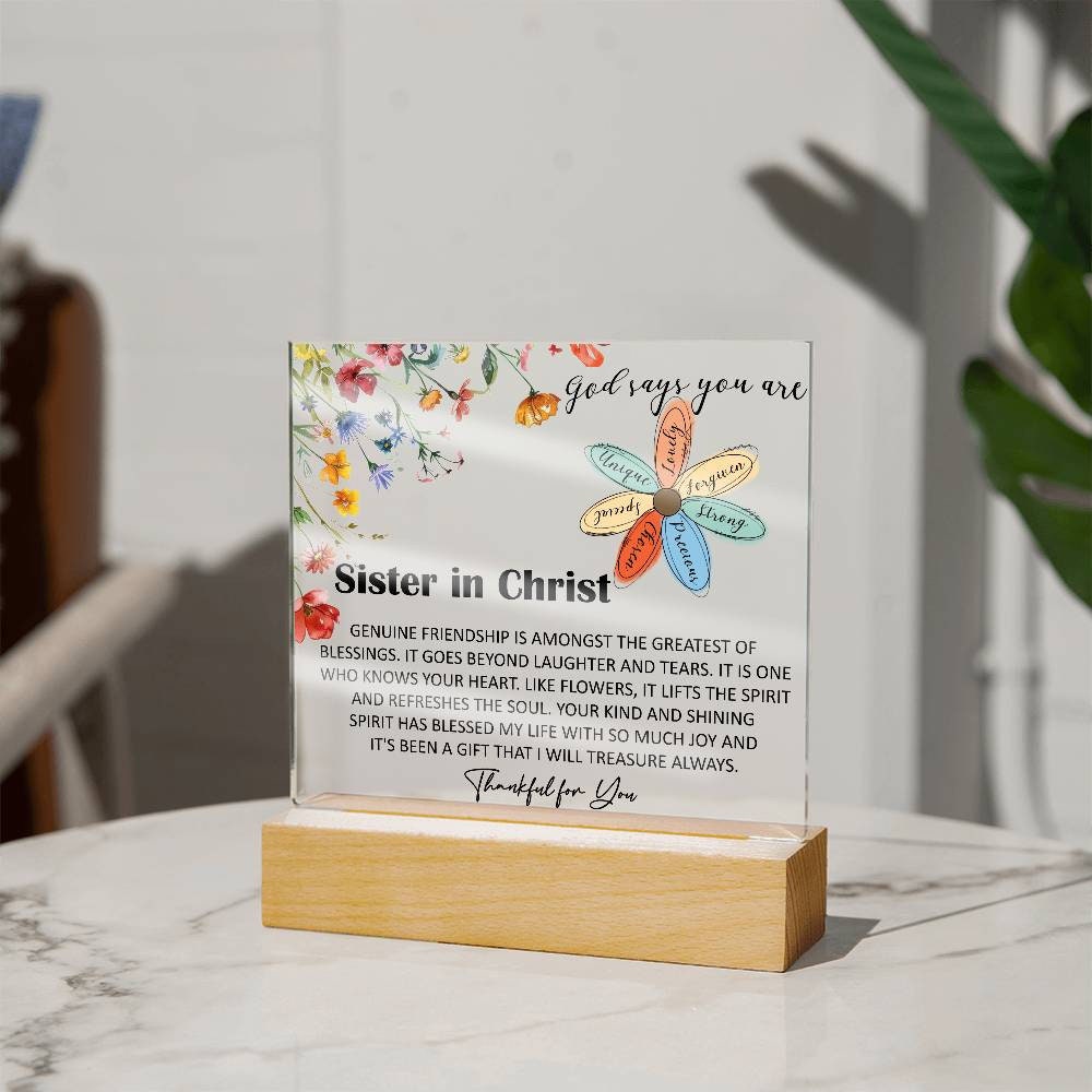 Sister in Christ Christmas Friendship Gift Plaque, Thankful for You Gift for Women Faith Gift for Friend Christian Religious gift for friend