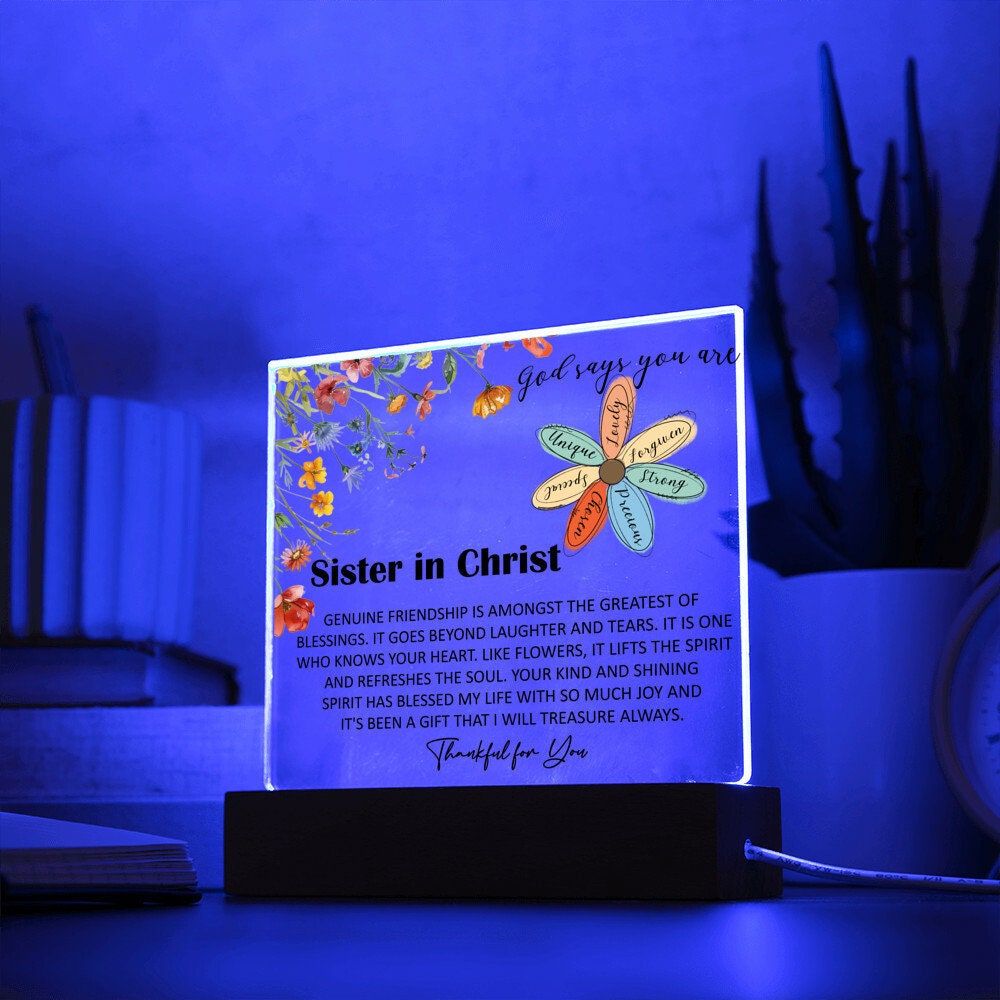 Sister in Christ Christmas Friendship Gift Plaque, Thankful for You Gift for Women Faith Gift for Friend Christian Religious gift for friend