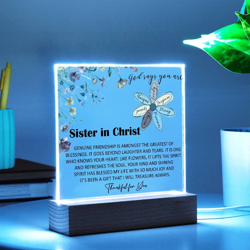 Sister in Christ Christmas Friendship Gift Plaque, Thankful for You Gift for Women Faith Gift for Friend Christian Religious gift for friend