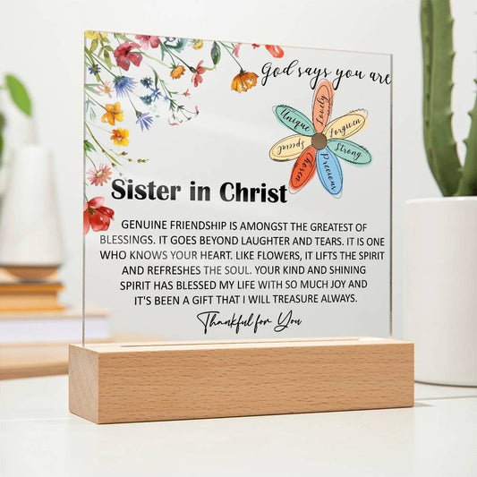 Sister in Christ Christmas Friendship Gift Plaque, Thankful for You Gift for Women Faith Gift for Friend Christian Religious gift for friend