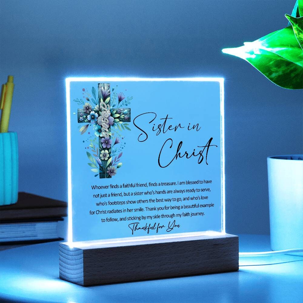 Sister in Christ Floral Friendship Plaque Gift – view 3