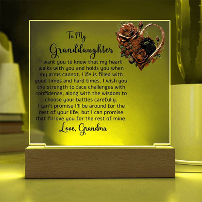 To My Granddaughter Floral Acrylic Plaque Gift from Grandma – view 3