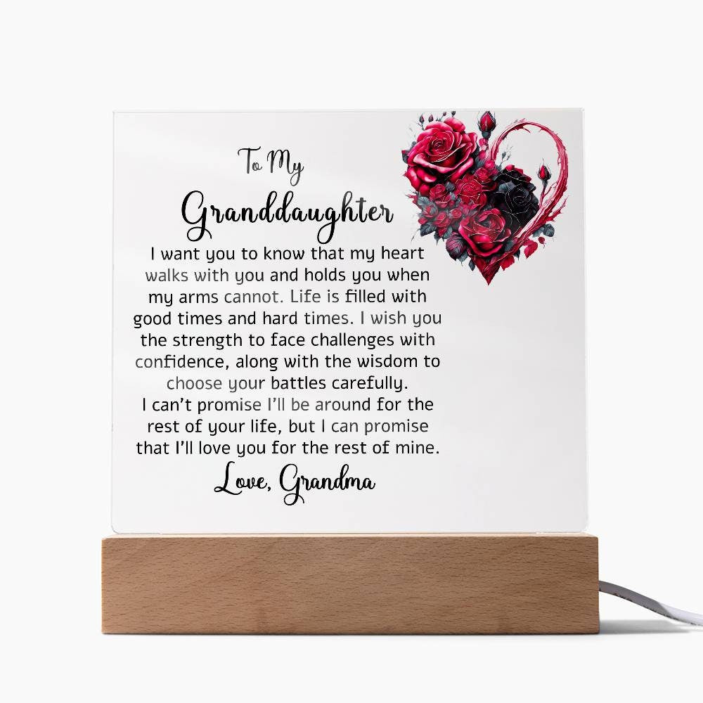 To My Granddaughter Floral Acrylic Plaque Gift from Grandma – view 9