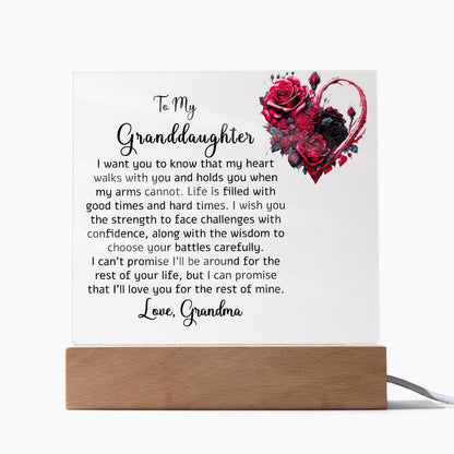 To My Granddaughter Floral Acrylic Plaque Gift from Grandma – view 9