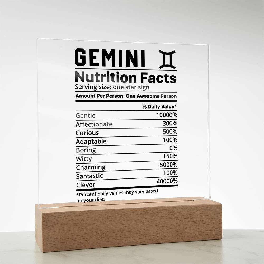 Gemini nutrition facts Acrylic LED plaque for Gemini friend zodiac – view 7