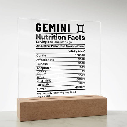 Gemini nutrition facts Acrylic LED plaque for Gemini friend zodiac – view 7