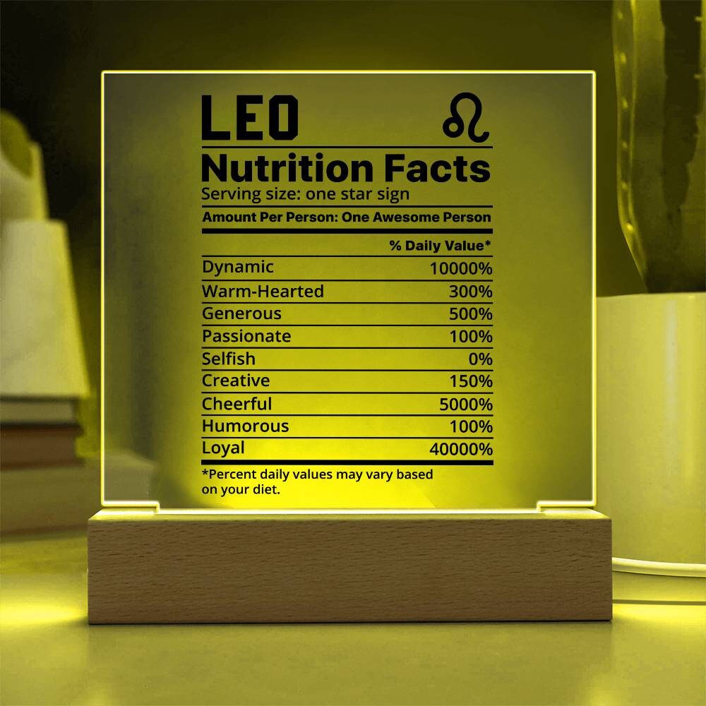 Leo nutrition facts Acrylic LED plaque for Leo friend zodiac gift – view 8