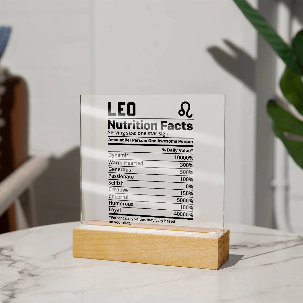 Leo nutrition facts Acrylic LED plaque for Leo friend zodiac gift – view 7