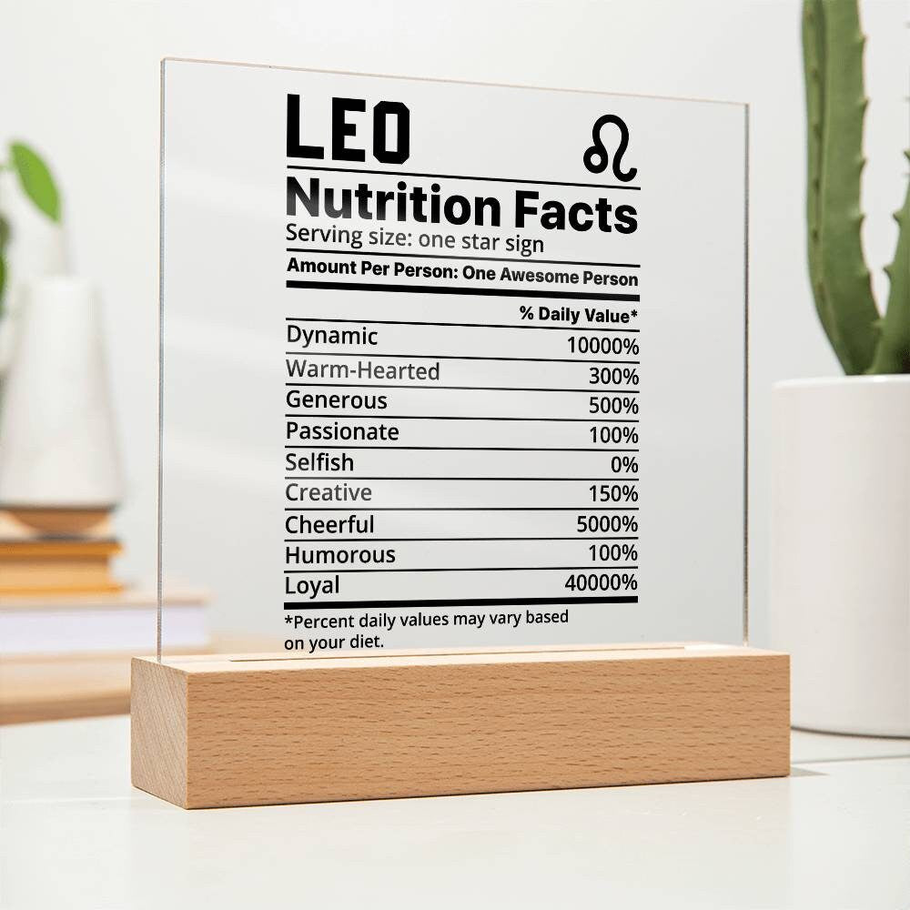 Leo nutrition facts Acrylic LED plaque for Leo friend zodiac gift – view 5