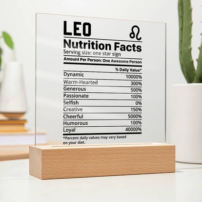 Leo nutrition facts Acrylic LED plaque for Leo friend zodiac gift – view 5