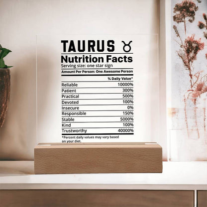 Taurus nutrition facts Acrylic LED plaque for Taurus friend zodiac – view 7