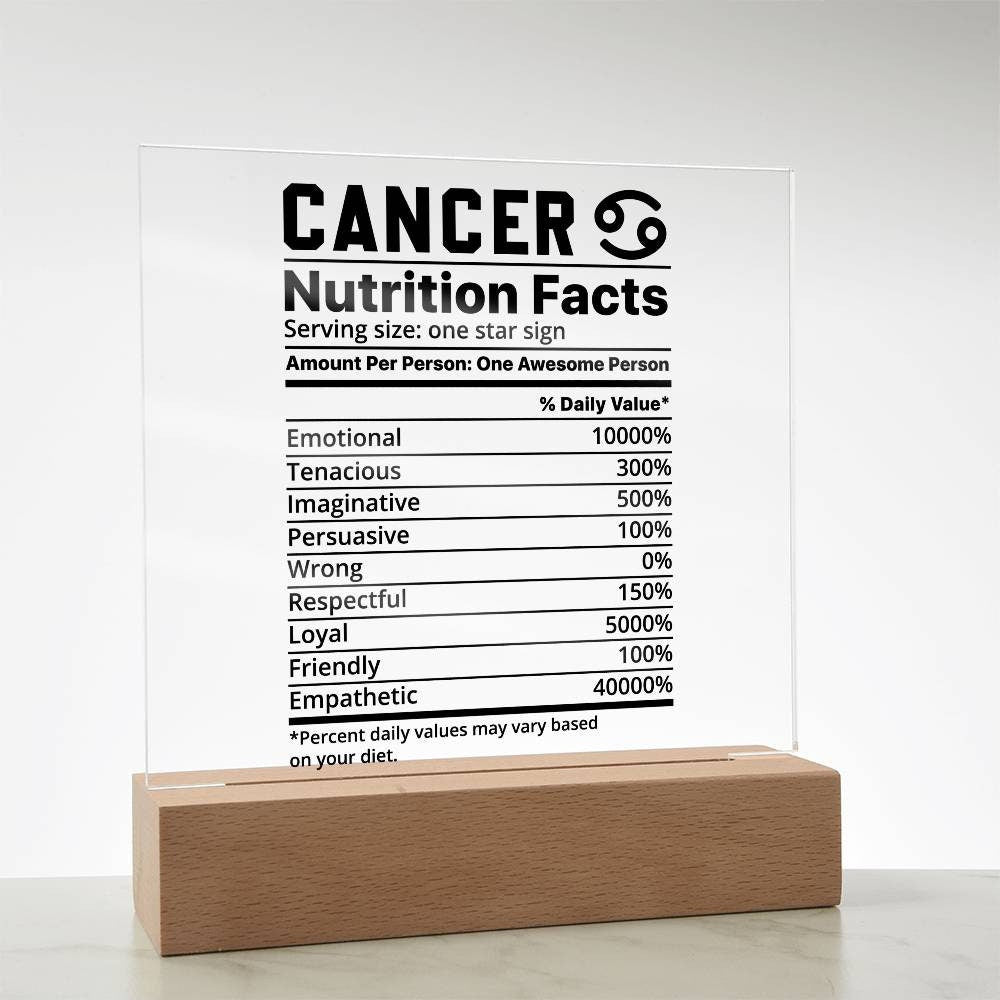 Cancer nutrition facts Acrylic LED plaque for Cancer friend zodiac – view 9