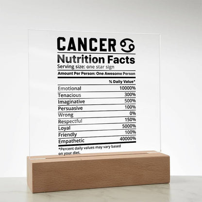 Cancer nutrition facts Acrylic LED plaque for Cancer friend zodiac – view 9