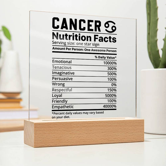 Cancer nutrition facts Acrylic LED plaque for Cancer friend zodiac – view 2