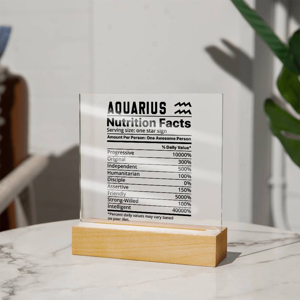 Aquarius nutrition facts Acrylic LED plaque for Aquarius friend – view 8