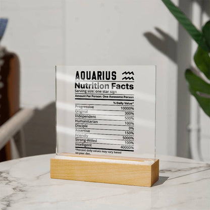 Aquarius nutrition facts Acrylic LED plaque for Aquarius friend – view 8