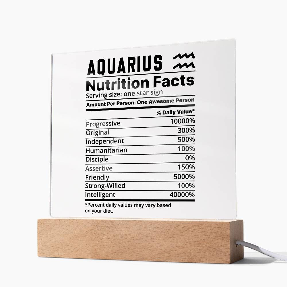 Aquarius nutrition facts Acrylic LED plaque for Aquarius friend – view 7
