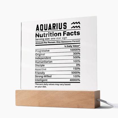 Aquarius nutrition facts Acrylic LED plaque for Aquarius friend – view 7